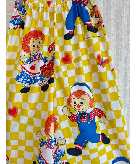 Raggedy Ann & Andy super wide leg pants（70s fabric）
