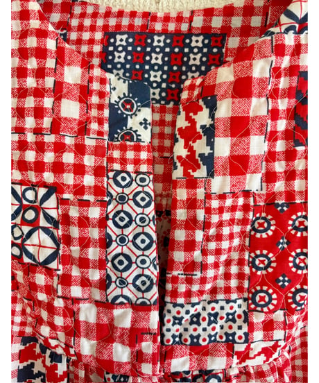 70s patchwork print dress