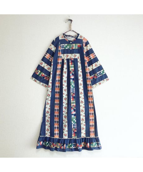 patchwork print dress