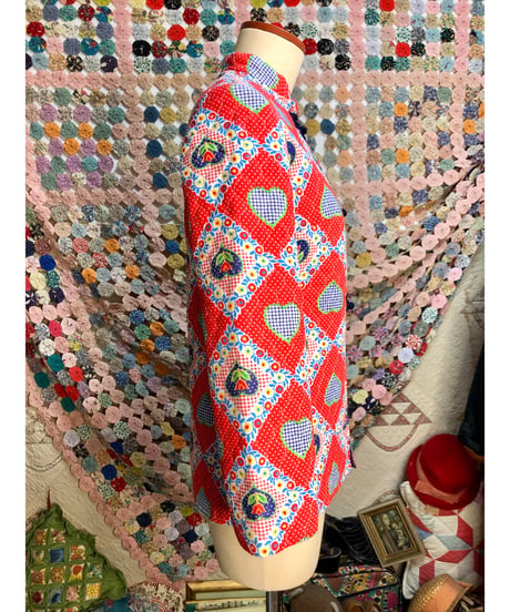 70s heart motif quilting jacket