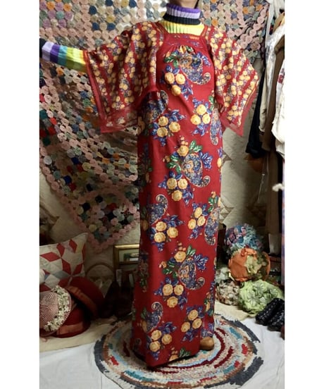 70's flower cotton dress