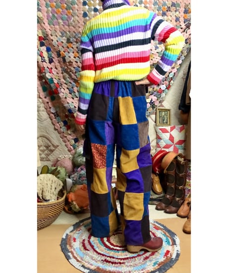 corduroy patchwork pants