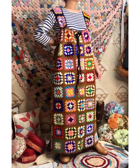 granny square one-piece brown