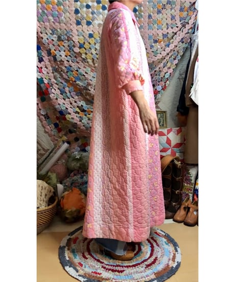70s quilted flower dress