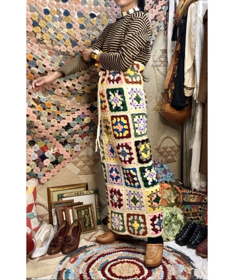 granny square skirt beige