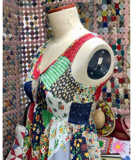 70s patchwork print dress