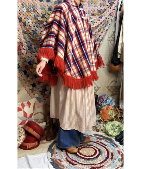 plaid fringe cape