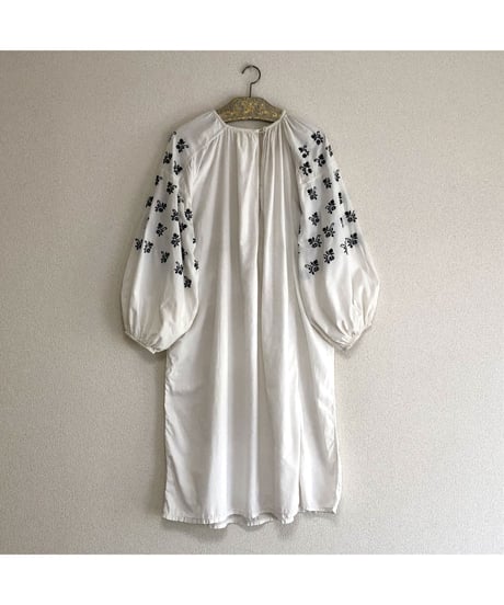 vintage ukrainian embroidered one-piece black cotton