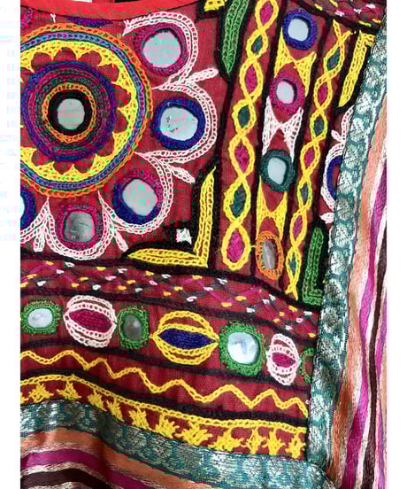 70's mirror work embroidered dress