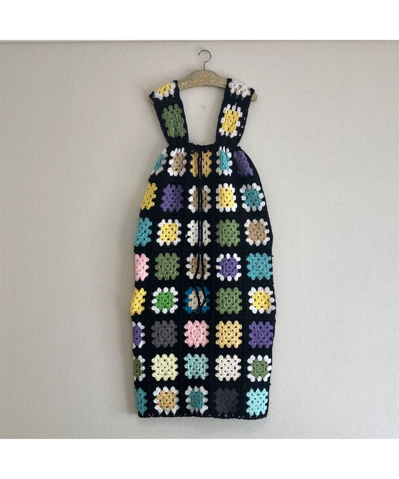 vintageグラニースクエア　ワンピース granny square one-piece black | Quilt vintageグラニースクエア