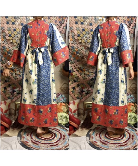 1970's flower batik one-piece