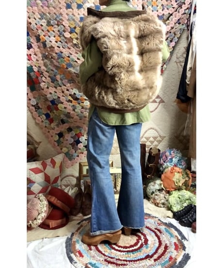 70-80's hansa branta by stearns faux fur down vest
