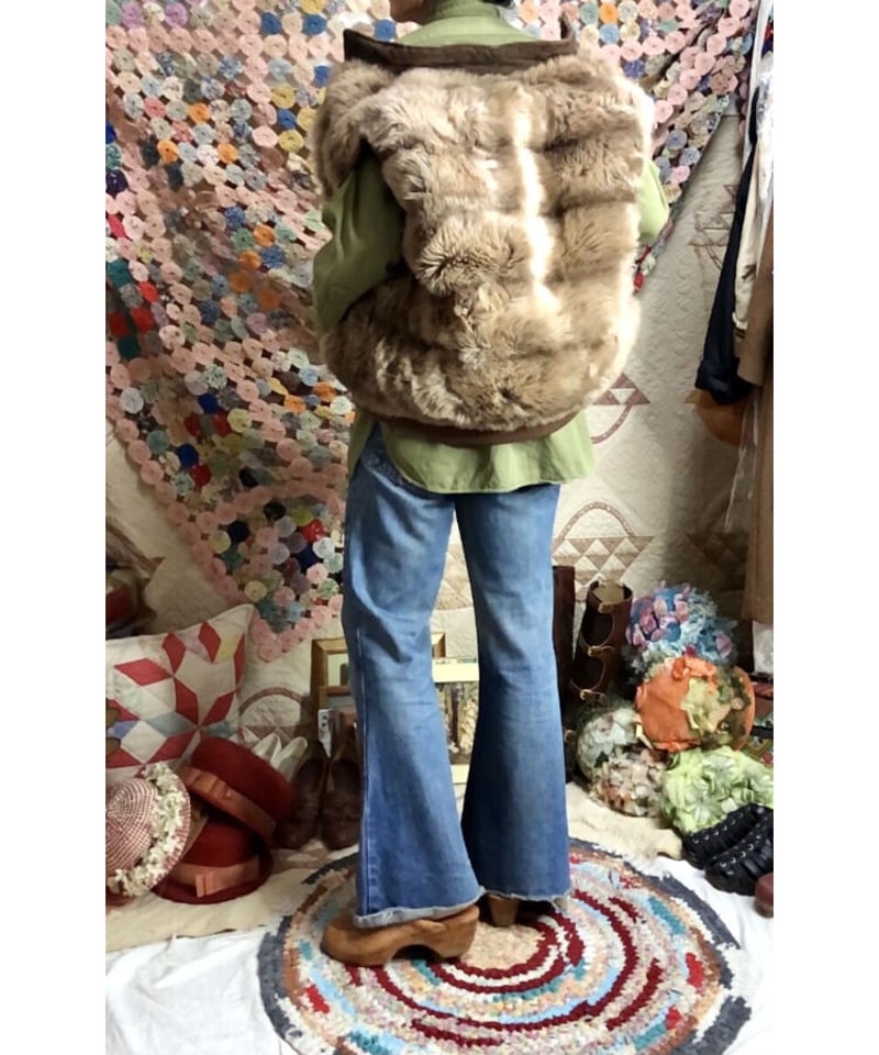 70-80's hansa branta by stearns faux fur down v