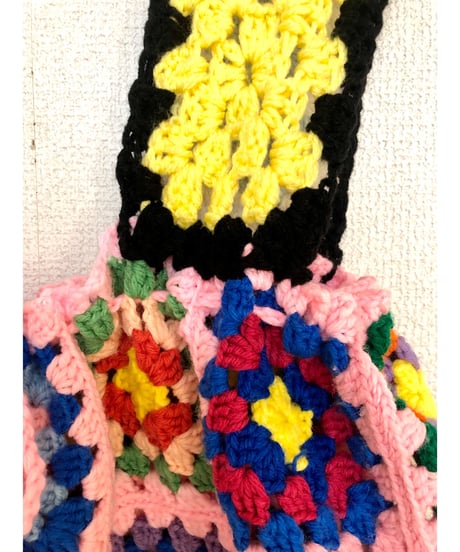 granny square one-piece peach