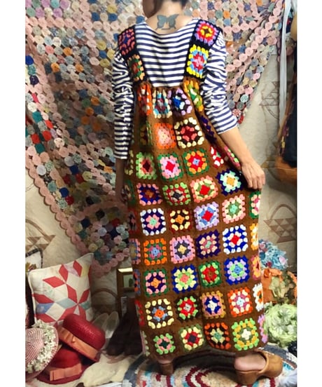 granny square one-piece brown