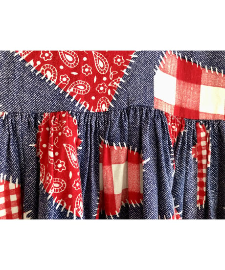 70s patch print dress