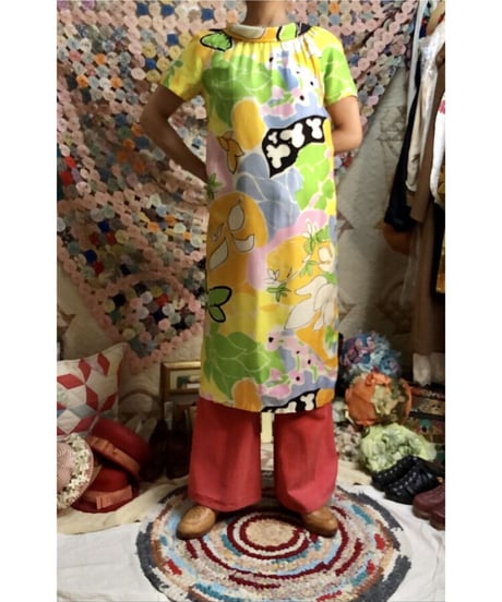 60's flower midi dress