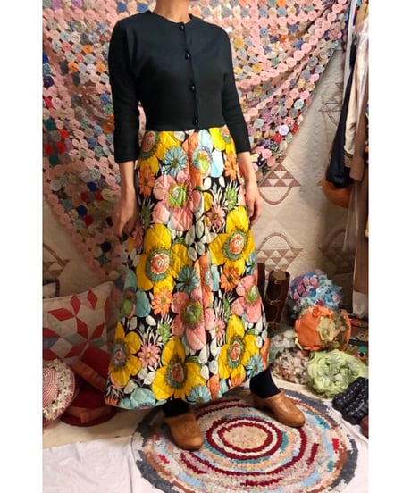 60's flower quilting dress