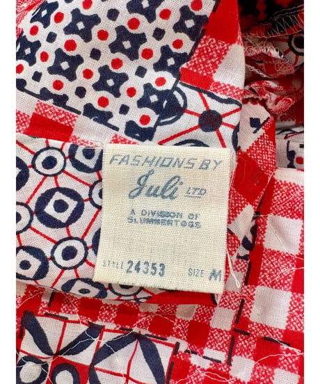 70s patchwork print dress