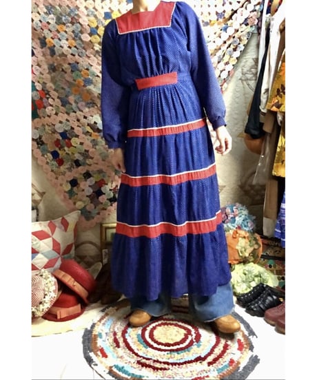 70's polka dots tiered dress