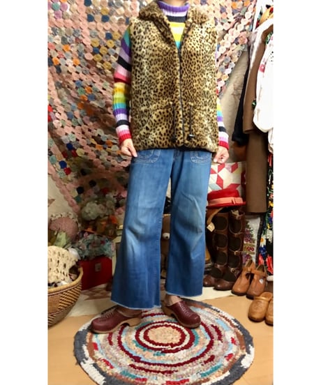 80s faux fur leopard vest