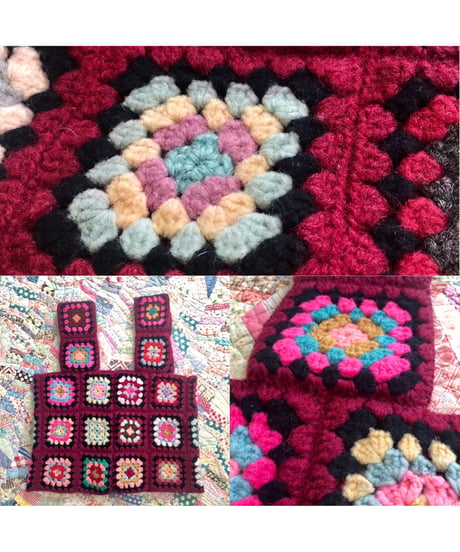 granny square vest and bag burgundy