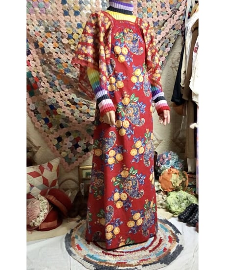 70's flower cotton dress