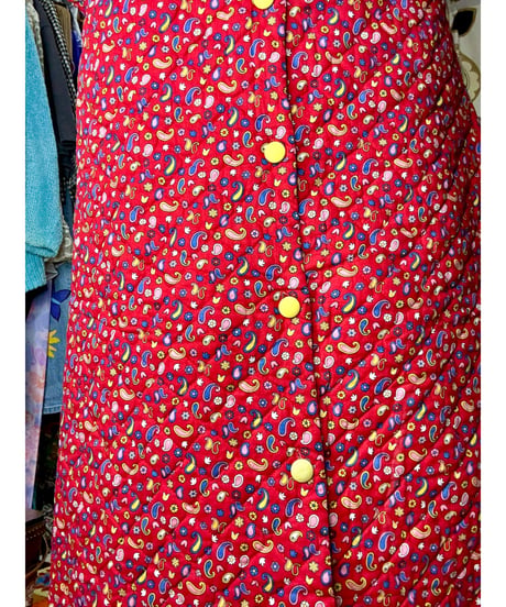 70s flower quilted robe