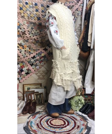 original upcycling cable  knit  vest one-piece