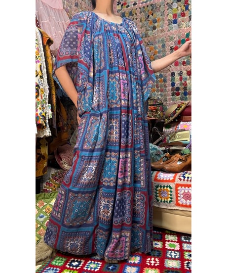 70s scarf print dress