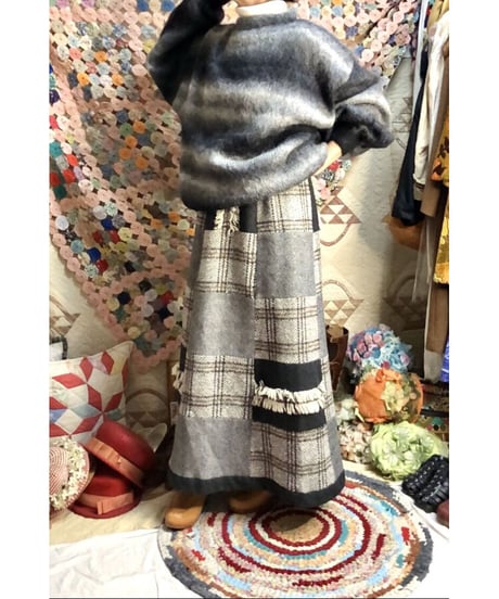 patchwork wool skirt