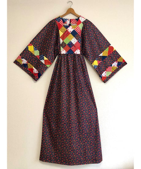 70's patchwork print dress