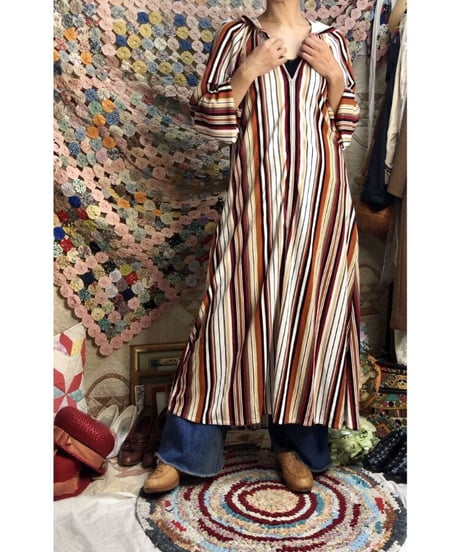 1960-70's stripe pile one-piece