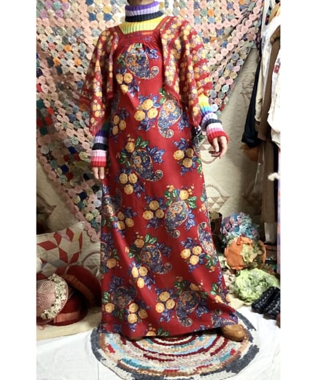 70's flower cotton dress