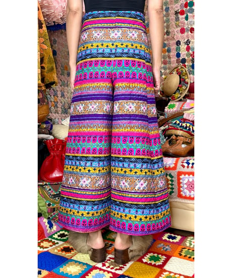 60-70s quilted wide leg pants