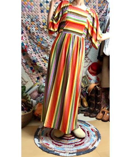 60s mulch stripe pile dress
