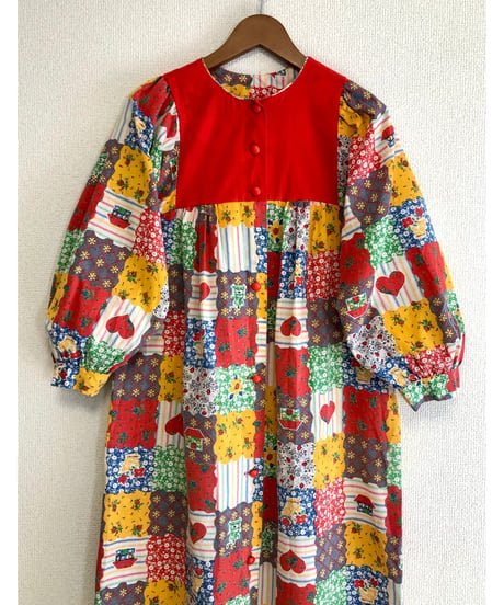 70s patchwork print dress