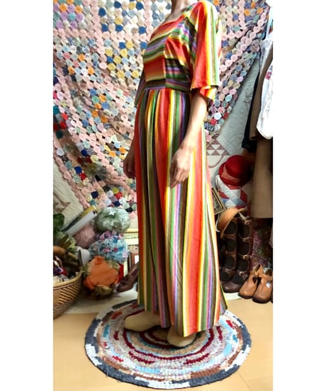 60s mulch stripe pile dress