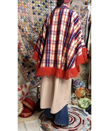 plaid fringe cape