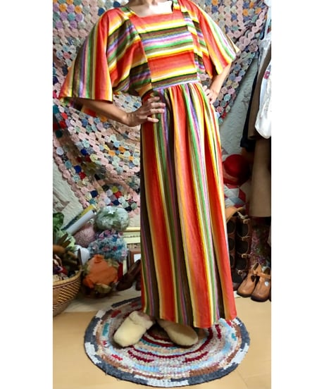 60s mulch stripe pile dress