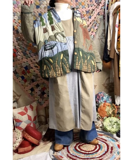 patchwork animal motif quilting jacket