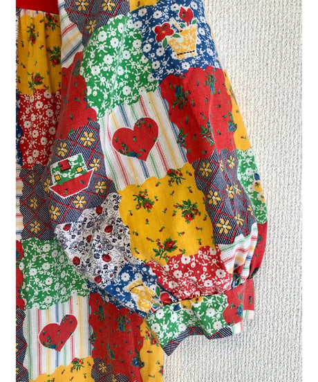 70s patchwork print dress