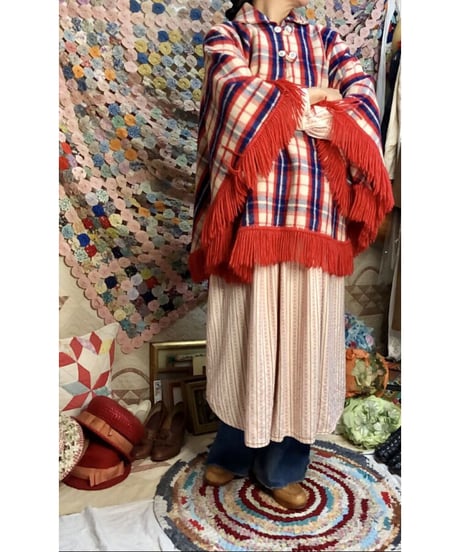 plaid fringe cape