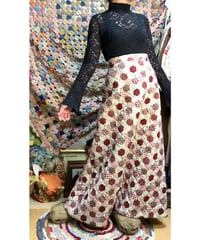 70s  patchwork print quilting skirt