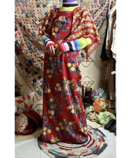 70's flower cotton dress