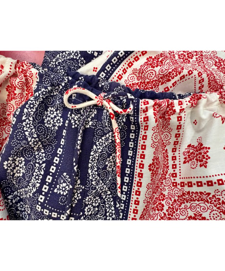 70s bandanna print wide leg pants