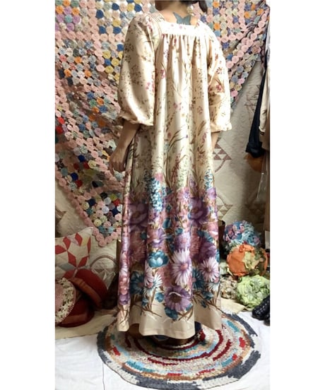 70's botanical flower print dress