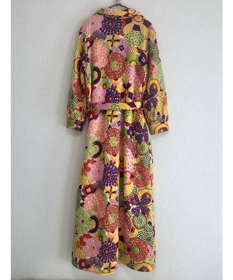 60's quilted flower robe