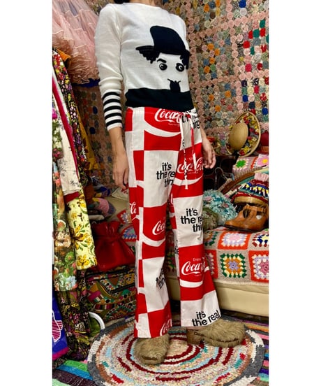 70s coca-cola print cotton pants