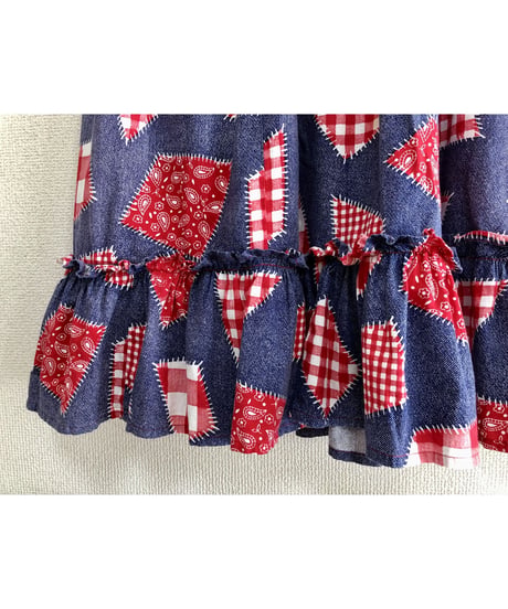 70s patch print dress